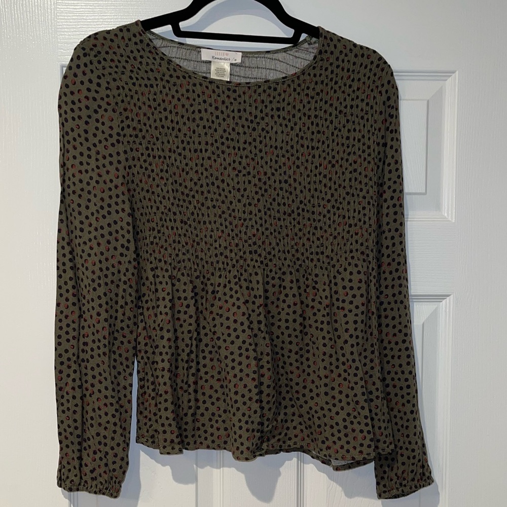 Urban Romantics, Green, Lantern Sleeve Blouse,M